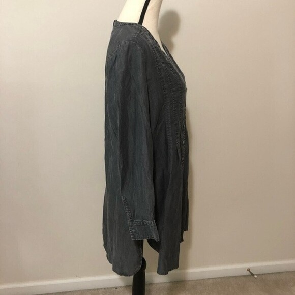 Liverpool Black Chambray High Low Tunic Top Boho Vibes Small Long Sleeve New - Picture 4 of 9